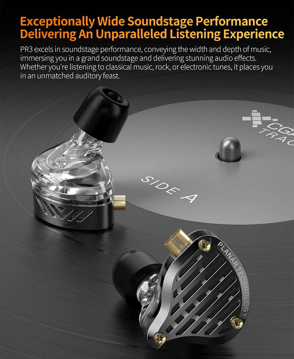 KZ PR3 In Ear 13.2MM Planar Driver Wired Earphones HiFi Bass Monitor Earbuds Sport Wired Headset