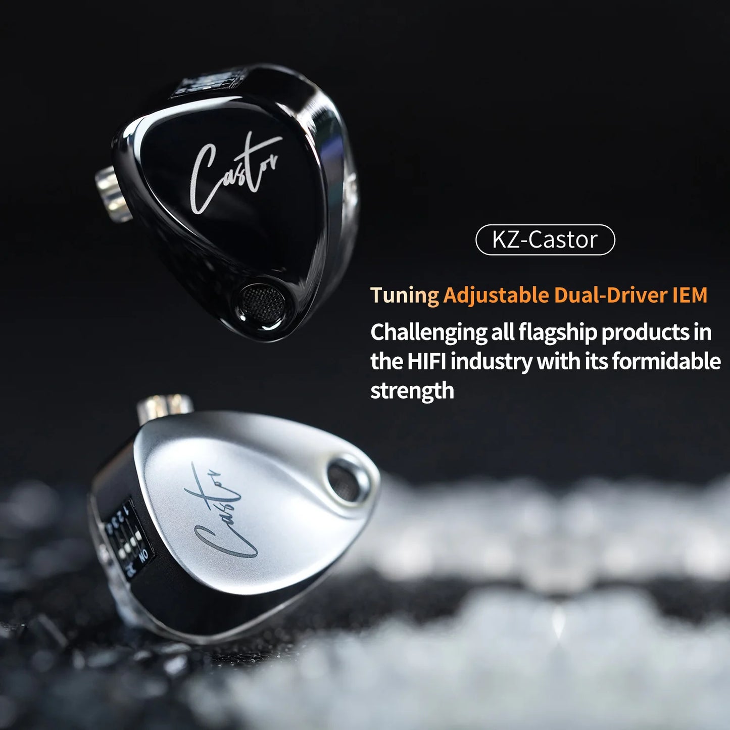 KZ CastorIEM adjustable dual driver subwoofer wired earphones 2PIN-C detachable cable dual dynamic driver wired earphones