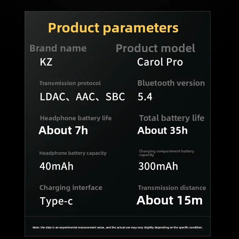 KZ-Carol Pro  True Wireless Bluetooth 5.4 HD Lcad Decoding ANC Active Noise Reduction In Ear Bluetooth Earphones