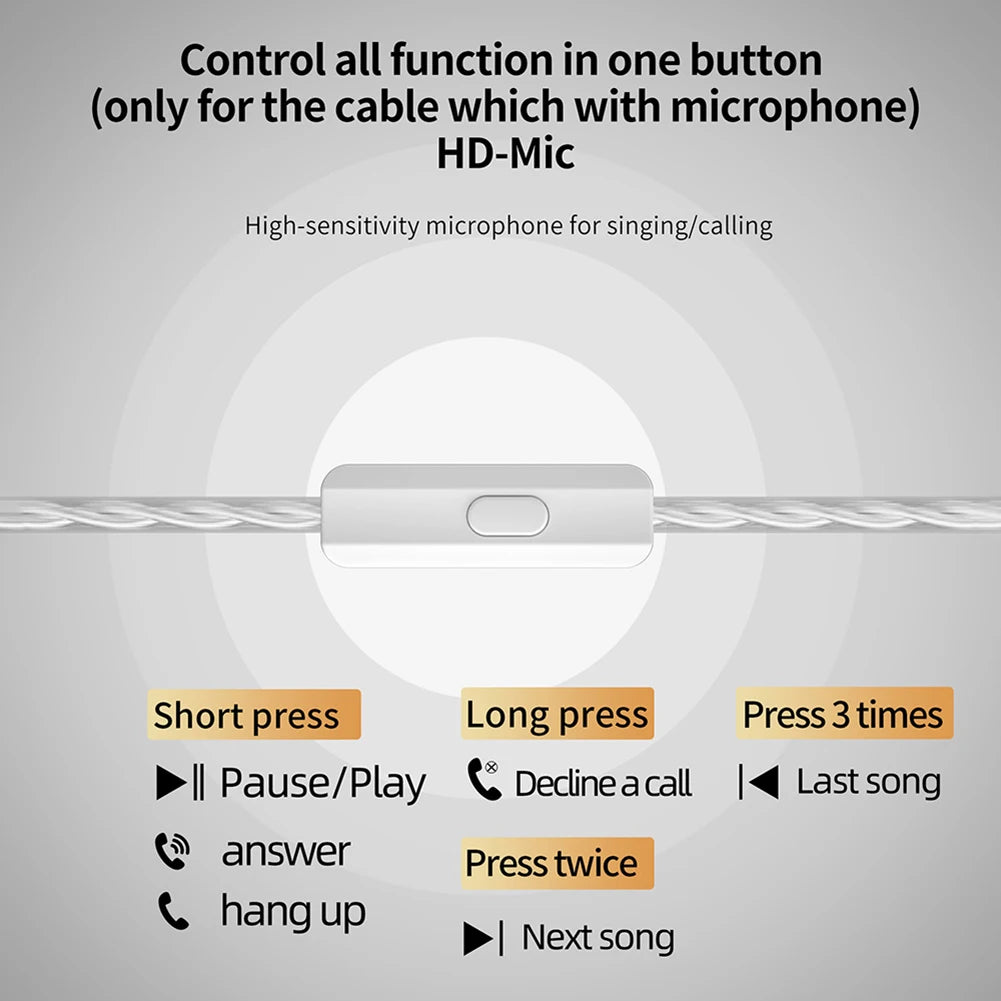 KZ D-Fi Wired Headphones 4-Level CustomizableTuning Switch HiFi Bass Earphone Dynamic In-Ear Monitor Earbuds 3D Stereo Headset