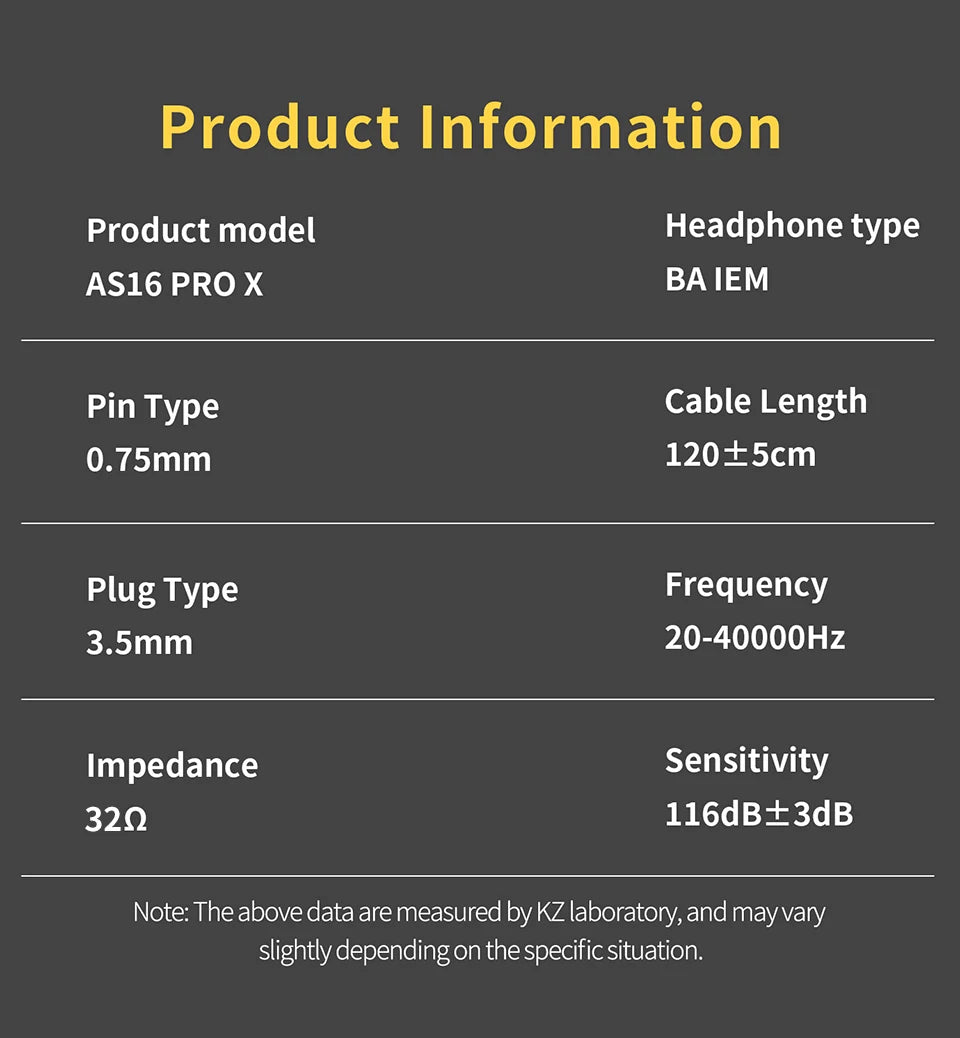 KZ AS16 PRO X in-ear headphones 8 balanced armature headphones three-channel acoustic duct structure HiFi headphones