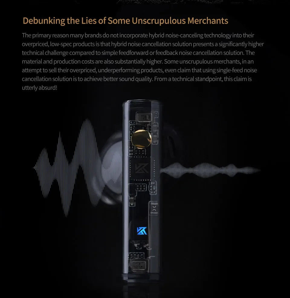 KZ Carol TWS - Bluetooth 5.3, 6 micrófonos, cancelación activa de ruido, sonido HiFi