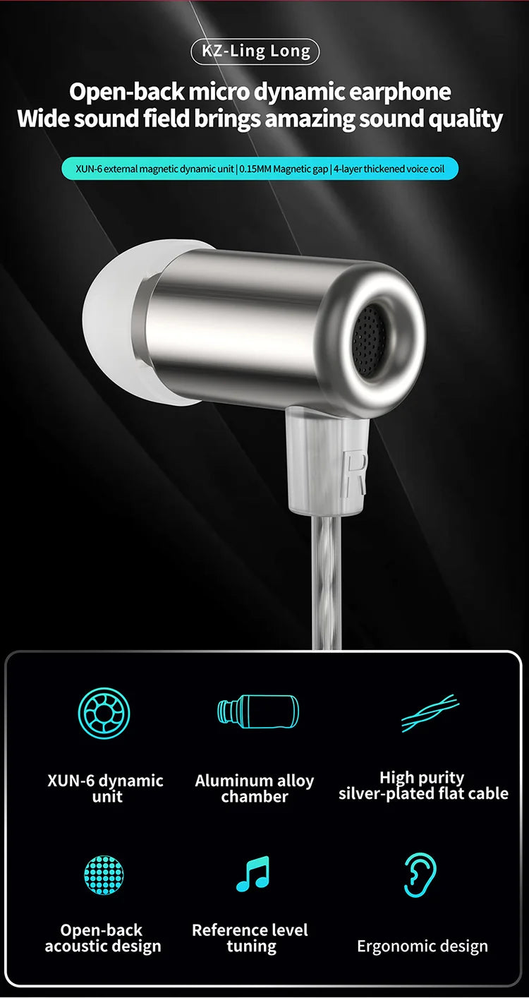 KZ Ling Long  In EarEarphones Dynamic HIFI Bass Earbuds  Monitor Headphones Sport Noise Cancelling Headset KZ EDX PRO ZSX