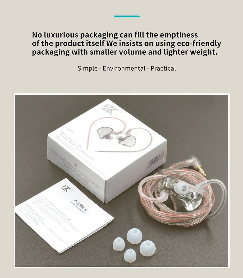 KZ EDCX In Ear Earphones Dynamic Wired Earphones Noise Reduction 3.5mm Plug Stereo Earphones Sports Game Earphones