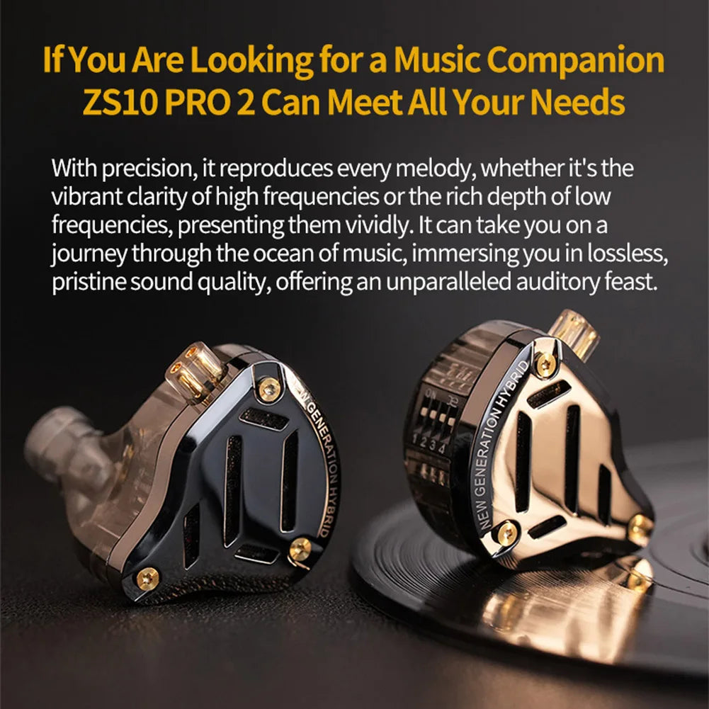 KZ ZS10 Pro 2 HIFI Bass Metal Earphone 4BA+1DD Dynamic Driver Earbud Wired Headset Noise Cancelling Sport Gaming Music Headphone