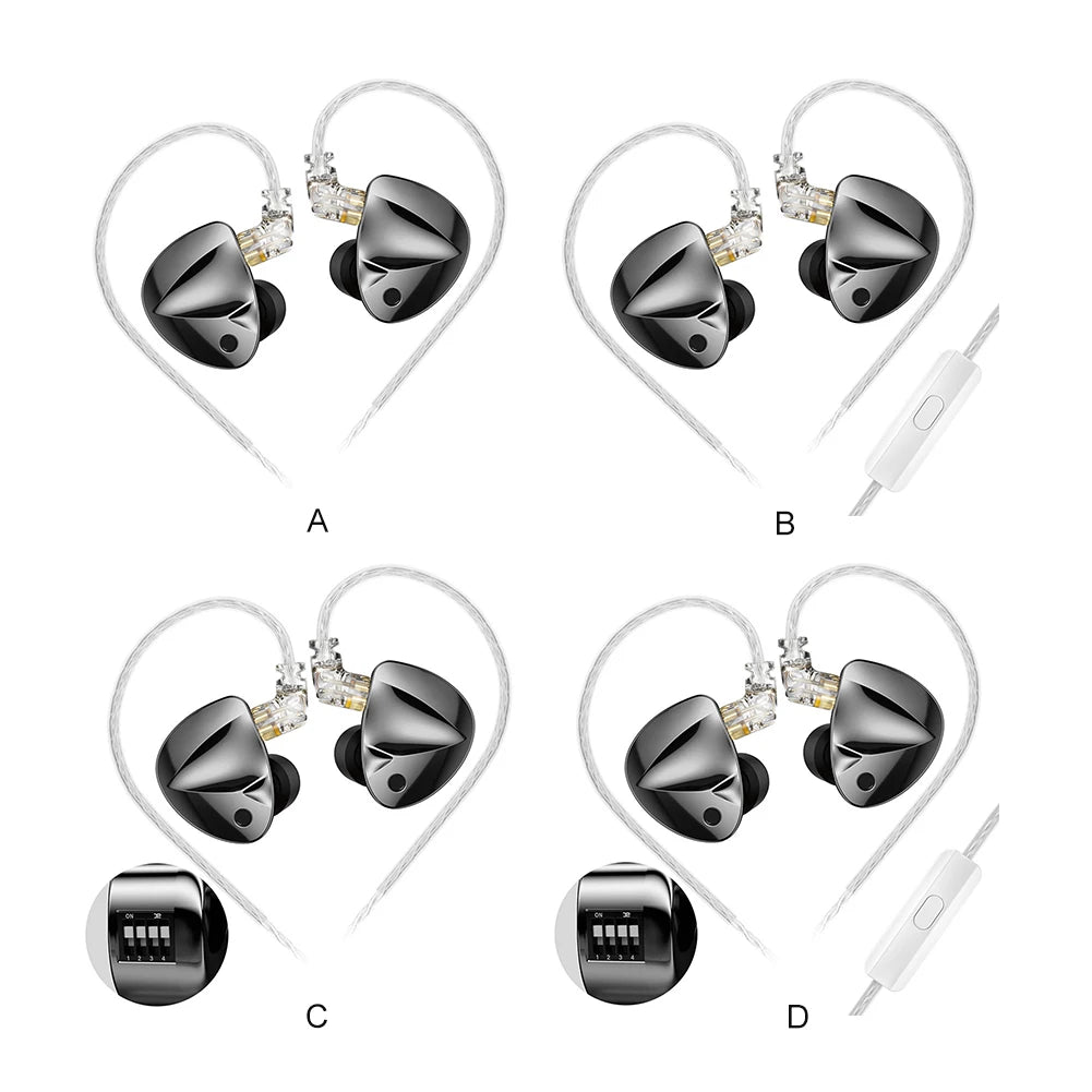 KZ D-Fi Wired Headphones 4-Level CustomizableTuning Switch HiFi Bass Earphone Dynamic In-Ear Monitor Earbuds 3D Stereo Headset