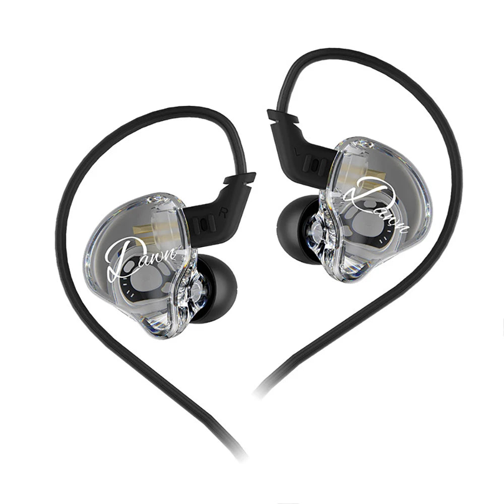 2025 NEW KZ Dawn Wired Headphone In-Ear HiFi IEM Transparent DJ Wired Music Headset Sports Gaming Custom Noise Reduction Earbuds