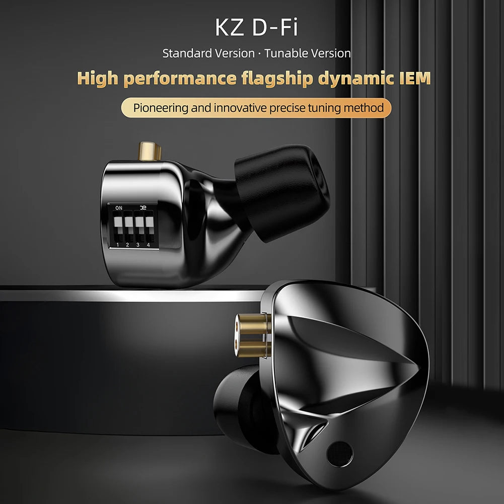 KZ D-Fi Wired Headphones 4-Level CustomizableTuning Switch HiFi Bass Earphone Dynamic In-Ear Monitor Earbuds 3D Stereo Headset