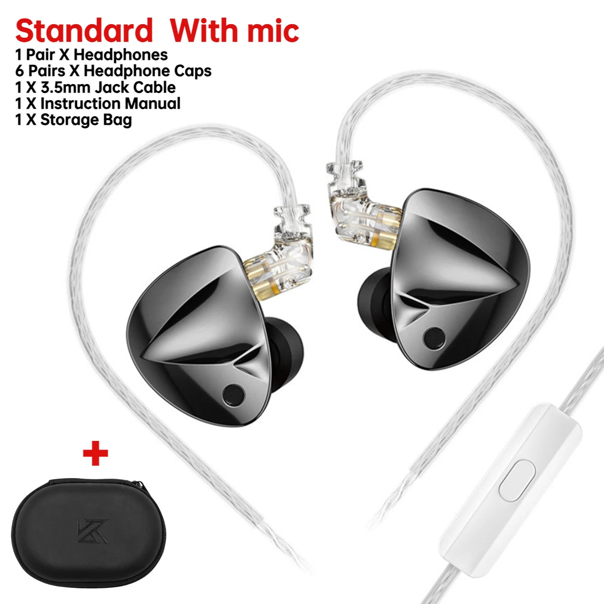 KZ D-Fi Wired Headphones 4-Level CustomizableTuning Switch HiFi Bass Earphone Dynamic In-Ear Monitor Earbuds 3D Stereo Headset