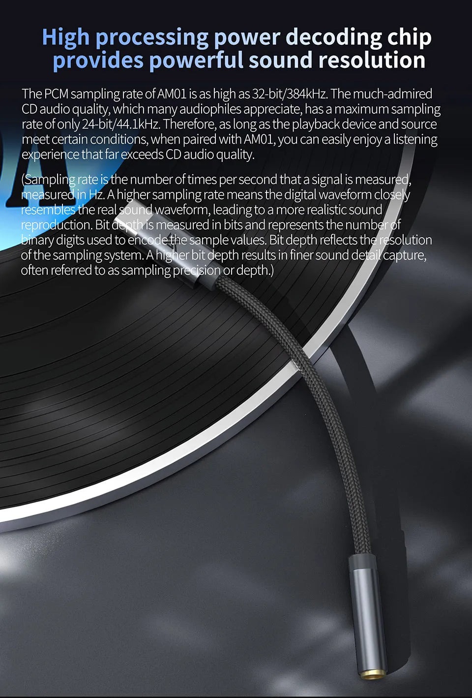 KZ AM01 Type-C audio adapter for 3.5 mm 32-bit/384 kHz Hi-Fi DAC + amplifier IC dual-chip headphone audio cable