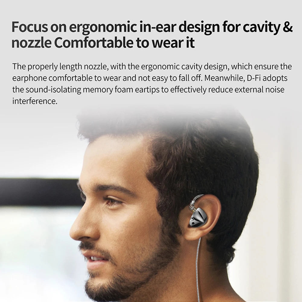 KZ D-Fi Wired Headphones 4-Level CustomizableTuning Switch HiFi Bass Earphone Dynamic In-Ear Monitor Earbuds 3D Stereo Headset